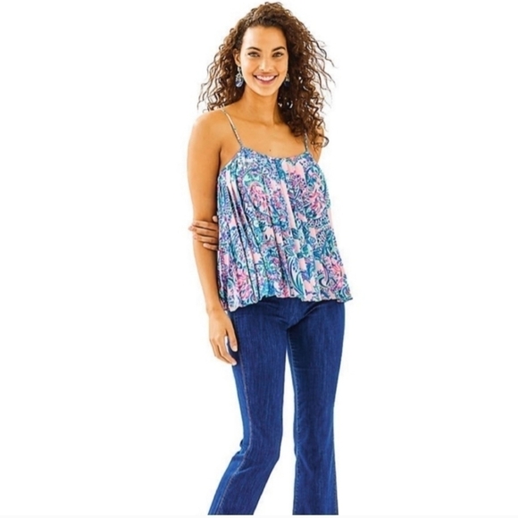 Lilly Pulitzer Rein Top In Pink Tropics Tint Tangerine Dream Size XS - Picture 12 of 13